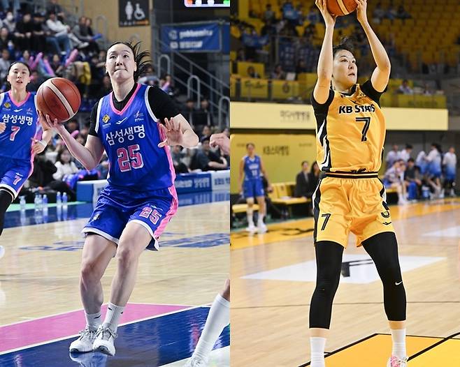 삼성 생명 배혜윤(왼쪽)과 KB스타즈 박지수. 사진 | WKBL