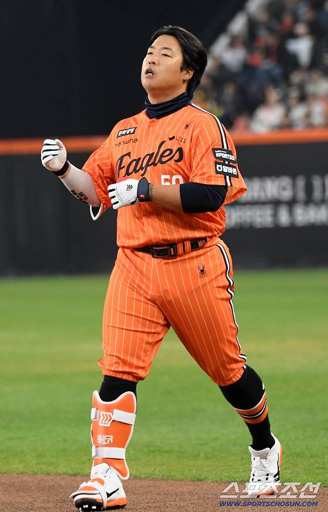 10일 대전 한화생명볼파크에서 열린 한화와 KIA의 경기. 한화 강백호가 숨을 고르고 있다. 대전=박재만 기자 pjm@sportschosun.com/2026.04.10/