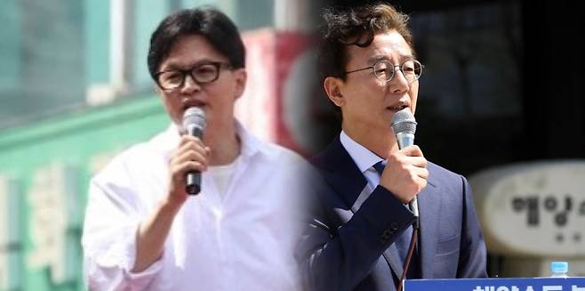 한동훈 전 국민의힘 대표(왼쪽), 전재수 더불어민주당 의원.