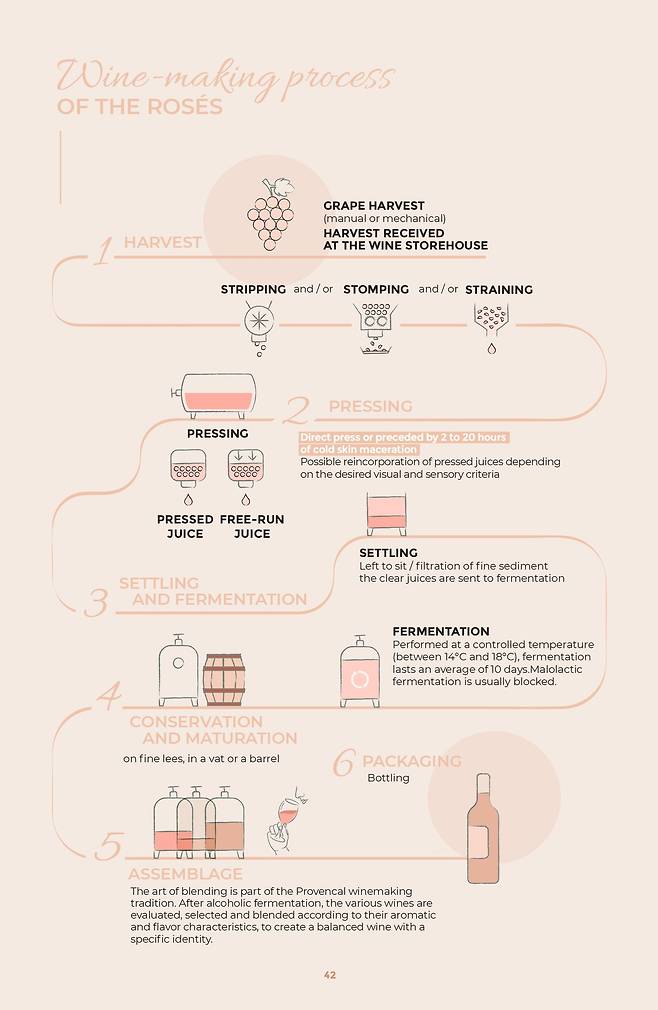 로제 와인 양조 과정. 뱅드프로방스