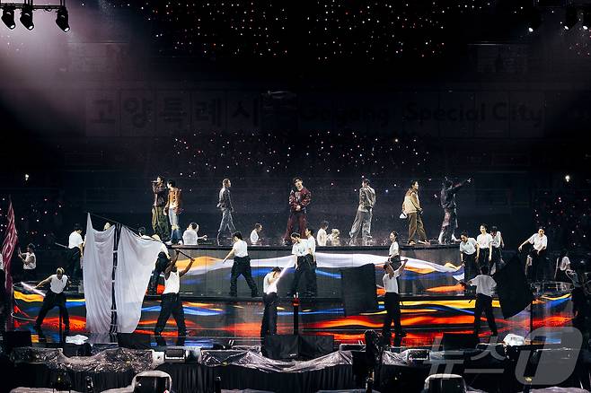 그룹 방탄소년단(BTS)이 11일 오후 고양시 일산서구 고양종합운동장 주경기장에서는 'BTS 월드투어 '아리랑' 인 고양'에서 공연을 하고 있다. (빅히트 뮤직 제공. 재판매 및 DB 금지) 2026.4.11 ⓒ 뉴스1