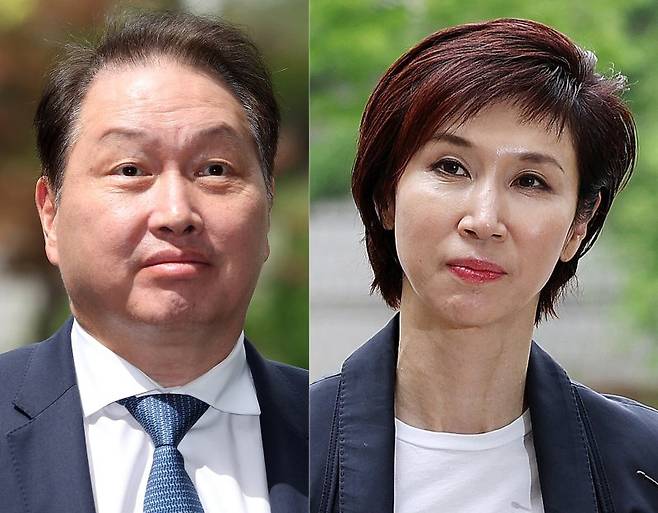 최태원 SK그룹 회장(왼쪽)과 노소영 아트센터 나비 관장. 사진=뉴스1