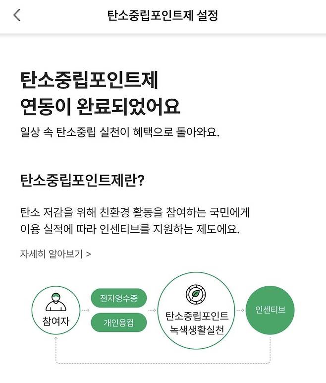 환경부가 시행 중인 '탄소중립포인트제'를 활용하면 커피를 한 잔 마실 때마다 현금을 환급받을 수 있다./사진=스타벅스 앱 캡처