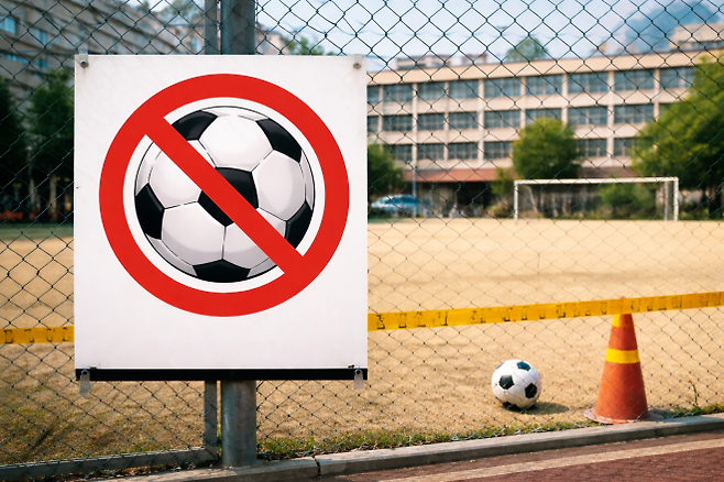 대한민국 초등학교에 내려진 ‘축구 금지령’. 사진=chatgpt 생성
