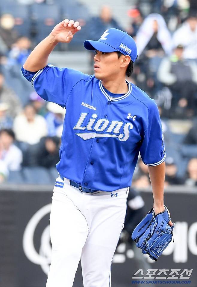 12일 대전한화생명볼파크에서 열린 KBO리그 한화 이글스와 삼성 라이온즈의 시범경기. 삼성 김재윤이 역투하고 있다. 대전=박재만 기자 pjm@sportschosun.com/2026.03.12/