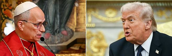 레오 14세 교황(왼쪽)과 도널드 트럼프 미국 대통령. AFP=연합뉴스