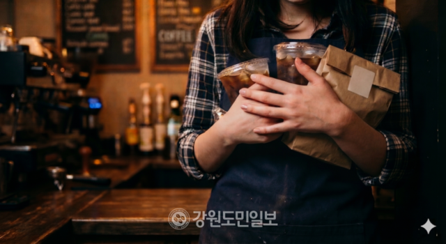 ▲ 커피와 포장된 빵을 들고 있는 모습. 제미나이 제작