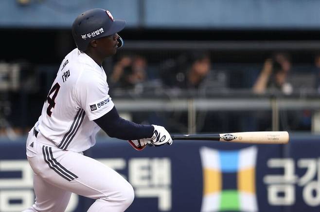 ▲ 홈런 포함 3안타 경기를 한 두산 외국인 타자 다즈 카메론 ⓒ두산베어스