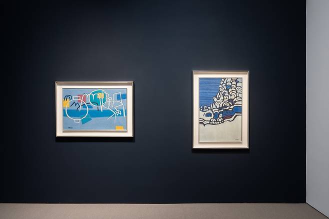 '한국현대회화 하이라이트: 모더니즘과 도전' 전시 전경 글로벌세아 아트스페이스에서 열리는 '한국현대회화 하이라이트: 모더니즘과 도전'에 전시된 김환기의 작품들.
[글로벌세아 아트스페이스 제공. 재판매 및 DB 금지]