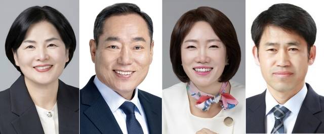 (왼쪽부터)국민의힘 경기도의회 양평군 제1선거구 윤순옥 후보, 더불어민주당 경기도의회 양평군 제1선거구 정인봉 후보, 국민의힘 경기도의회 양평군 제2선거구 이혜원 후보, 더불어민주당 경기도의회 양평군 제2선거구 김주남 후보. 후보 제공