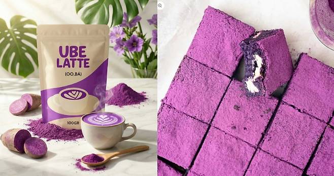 프랑스 내 우베 파우더와 우베 브라우니 제품 [우베라떼 홈페이지]