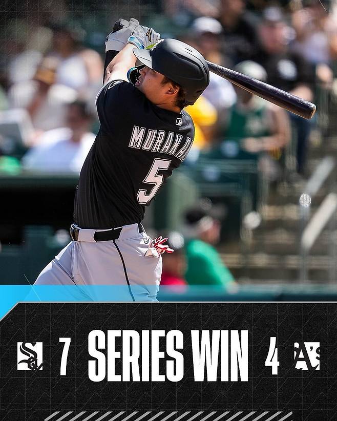 시카고 화이트삭스 무라카미 무네타카가 20일 미국 캘리포니아주 세크라멘토 서터 헬스파크에서 열린 애슬레틱스와 2026 미국프로야구 메이저리그(MLB) 원정경기에서 투런 홈런을 터뜨리고 있다. /사진=시카고 화이트삭스 공식 SNS
