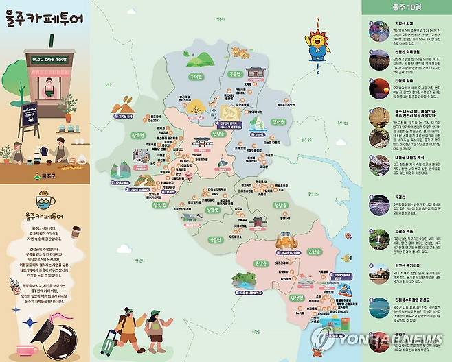 관광명소 연계 '울주 카페투어' 지도 (울산=연합뉴스) 지난해 가을 울산 울주군이 지역 관광 명소와 카페를 연계한 '울주 카페투어' 지도를 제작했다. 2025.9.26 [울주군 제공.재판매 및 DB 금지] young@yna.co.kr