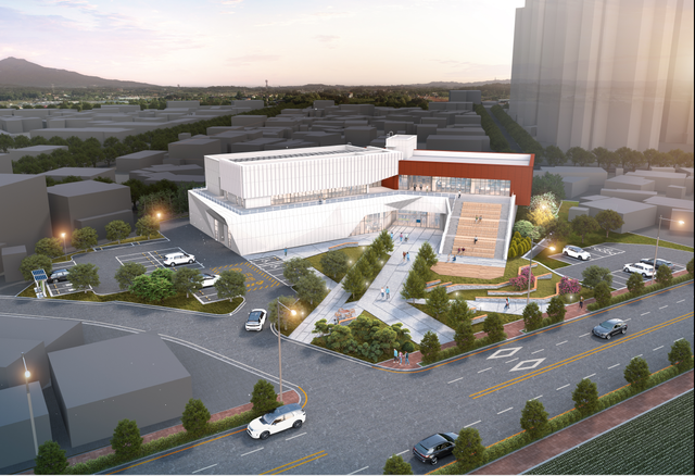 2027년 5월 준공 예정인 김제 문화예술 커뮤니티센터 조감도