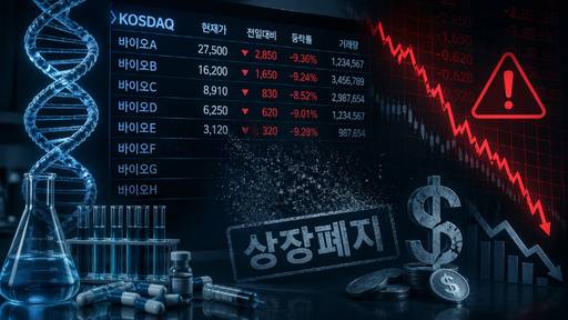 ChatGPT로 생성한 '상장폐지 위기에 놓인 바이오 기업' 관련 이미지.