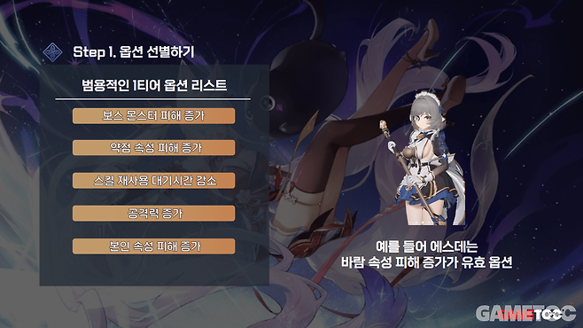 범용적인 1티어 옵션 목록 (사진= 서동규 기자)
