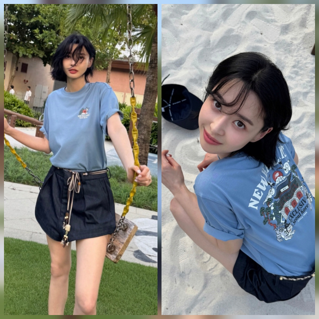 배우 권나라가 그네를 잡은 한 컷으로도 작은 얼굴과 긴 다리가 강조된 ‘압도적 비율’을 드러내며 시선을 사로잡았다.사진=권나라 SNS