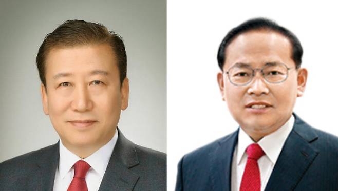 국민의힘 주석수 연제구청장(왼쪽)이 당내 경선에서 안재권 시의원(오른쪽)을 제치고 공천권을 따냈다. 국민의힘 제공