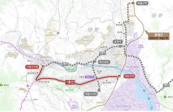 울산 도시철도 1호선 위치도 [울산시 제공. 재판매 및 DB 금지]