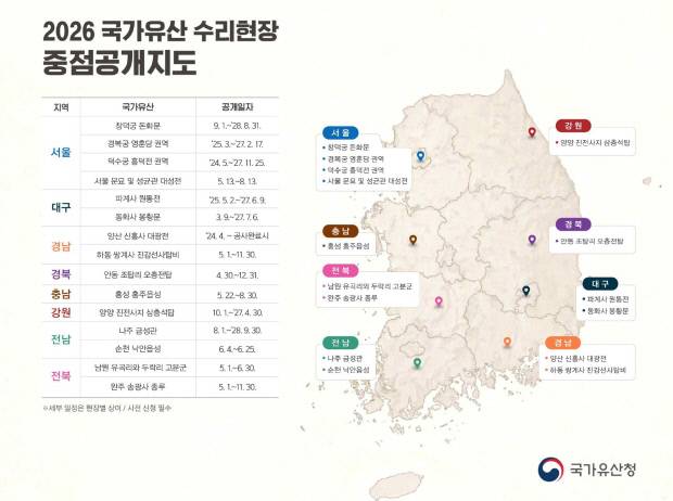국가유산 수리현장 공개 지도.<국가유산청>