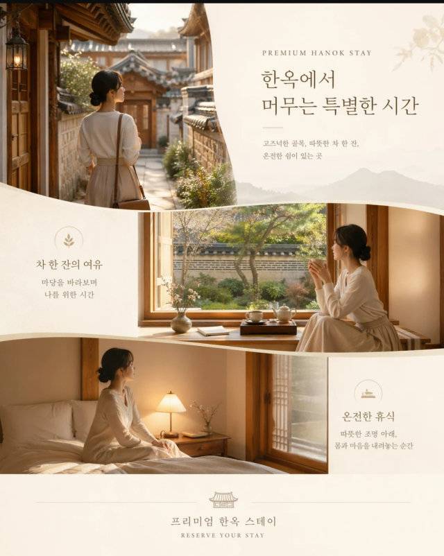 오픈AI ‘챗GPT 이미지 2.0’으로 생성된 한옥 스테이 홍보 이미지. 한글 문장을 자연스럽게 구현하며 텍스트 표현 정확도가 개선된 모습을 보여준다. 오픈AI