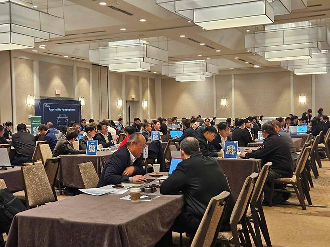 21일(현지시각) 미국 디트로이트에서 코트라 주최 ‘2026 한-미 미래 모빌리티 파트너링’ 1:1 수출상담회가 진행되고 있다. [코트라 제공]