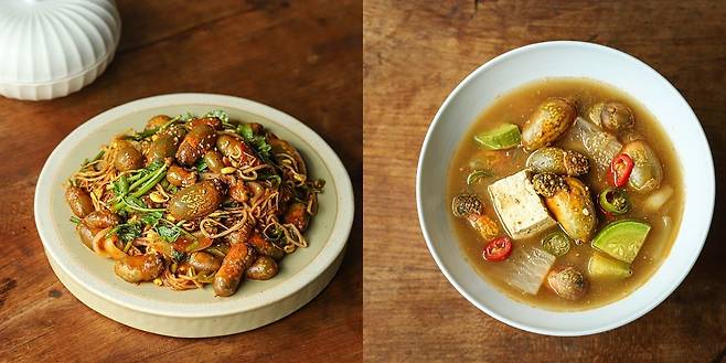 미더덕 콩나물찜(왼쪽), 미더덕 된장찌개 [우리의 식탁 제공]