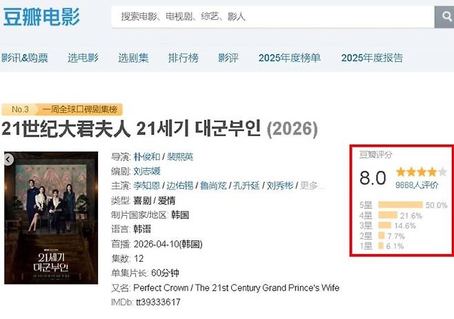 중국에서 만들어진 21세기 대군부인 리뷰 페이지. /서경덕 인스타그램