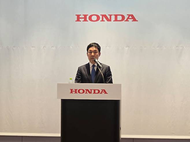 23일 이지홍 혼다코리아 대표이사가 자동차 판매 사업 종료를 발표하고 있다. 이수정 기자