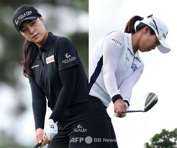 김효주, 양희영, 김세영, 이미향, 전인지, 이소미, 최혜진, 황유민, 고진영, 유해란, 김아림, 신지은, 안나린, 이일희, 홍정민, 양윤서, 넬리 코다, 리디아 고 등과 함께 2026년 미국여자프로골프(LPGA) 투어 메이저 골프대회 셰브론 챔피언십에 출전한 윤이나, 임진희 프로가 1라운드에서 경기하는 모습이다. 사진제공=ⓒAFPBBNews = News1 (사진을 무단으로 사용하지 마십시오.)