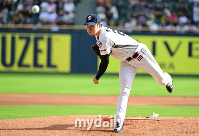 18일 경기에서 역투하는 최승용. 24일 경기에서도 승리가 불발됐다./마이데일리