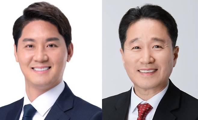 더불어민주당 박상준 부산 강서구청장 후보(왼쪽)와 국민의힘 김형찬 부산 강서구청장 후보. 각 후보 캠프 제공
