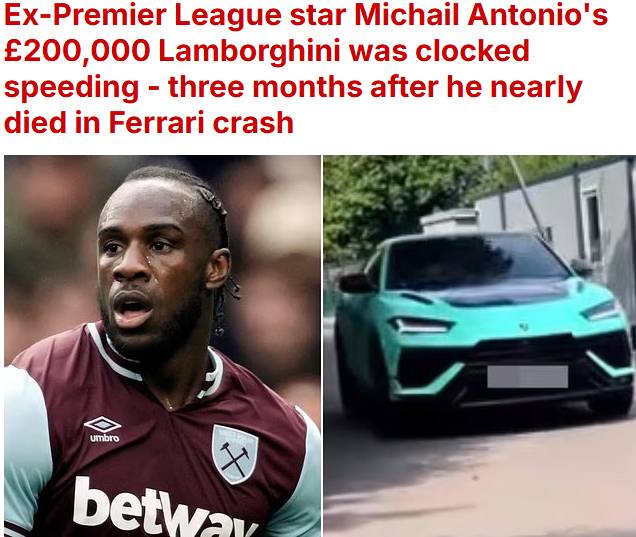 미카일 안토니오 차량 사고 당시. /사진=영국 데일리 메일 갈무리