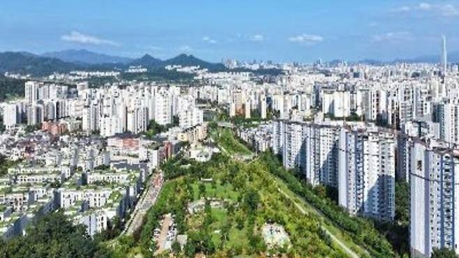 ▲ 성남시가 드론으로 촬영한 위례 신시가지 근린공원. /사진제공=성남시