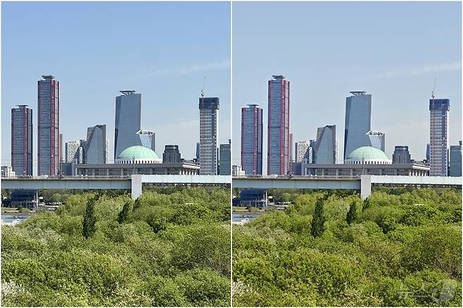 왼쪽부터 아이폰15 프로로 촬영한 사진과 샤오미17 울트라로 촬영한 사진 ⓒ 뉴스1 이민주 기자