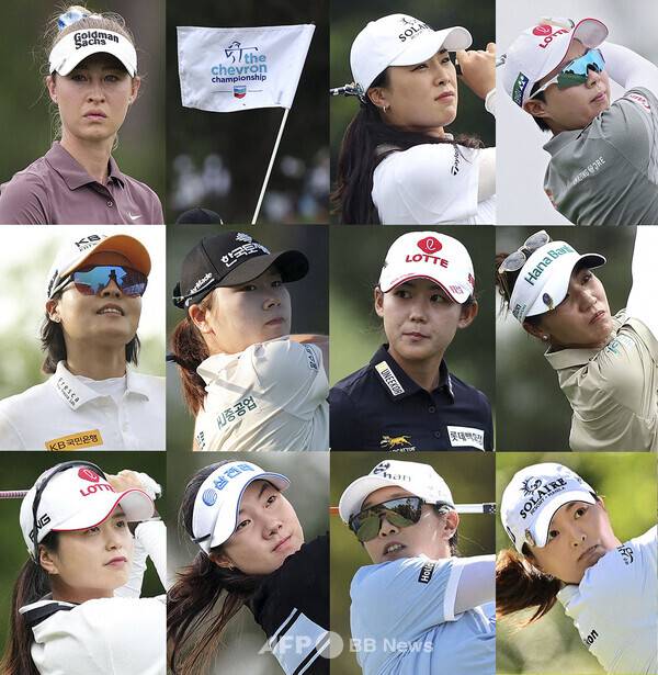 양희영, 김세영, 이소미, 이미향, 유해란, 김아림, 신지은, 안나린, 이일희 등과 함께 2026년 미국여자프로골프(LPGA) 투어 메이저 골프대회 셰브론 챔피언십에 출전하는 넬리 코다, 윤이나, 김효주, 전인지, 홍정민, 황유민, 리디아 고,&nbsp;최혜진, 양윤서, 임진희, 고진영. 사진제공=ⓒAFPBBNews = News1 (사진을 무단으로 사용하지 마십시오.)