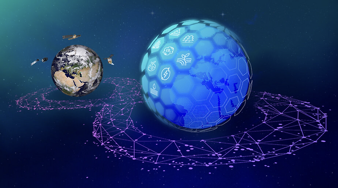 디지털 트윈 지구 프로젝트는 지구의 복제본을 만들어 시뮬레이션하는 지구 행성 인공지능(Planetary AI)의 핵심 개념을 가장 잘 보여준다. 이미지 출처:  유럽 우주국(ESA)