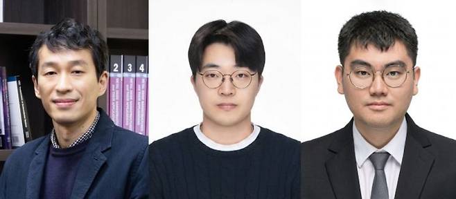 연구진, (좌측부터) 정창욱 교수, 이석기 연구원, 홍기용 연구원. UNIST 제공