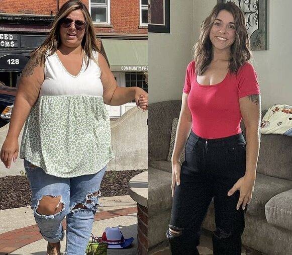 72kg 감량에 성공한 영국 34세 여성의 다이어트 전후 모습. 사진=데일리메일