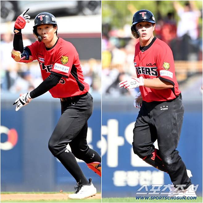 '넘어갔어요?' 홈런을 치고도 어리둥절해 한 박재현과 오선우. 그 이유는 뭐였을까. 광주=허상욱 기자