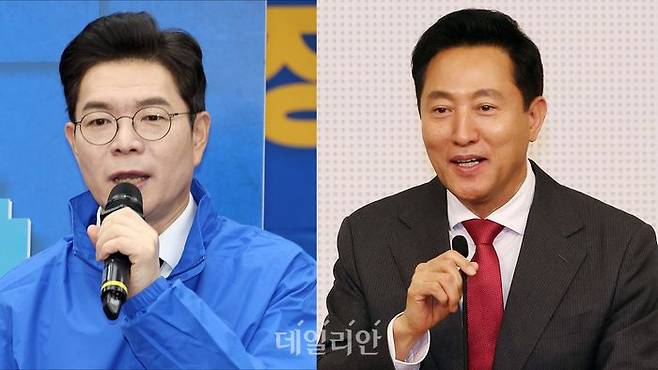 정원오(왼쪽) 더불어민주당 서울시장 후보와 오세훈 국민의힘 서울시장 후보. ⓒ데일리안 홍금표 기자