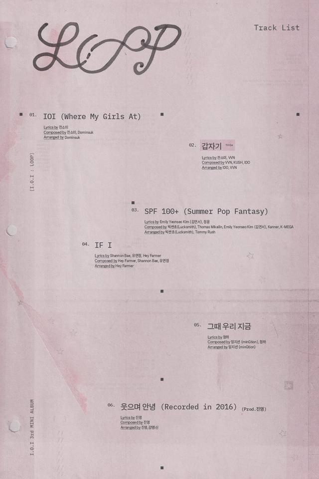 걸그룹 아이오아이 컴백 앨범 트랙리스트