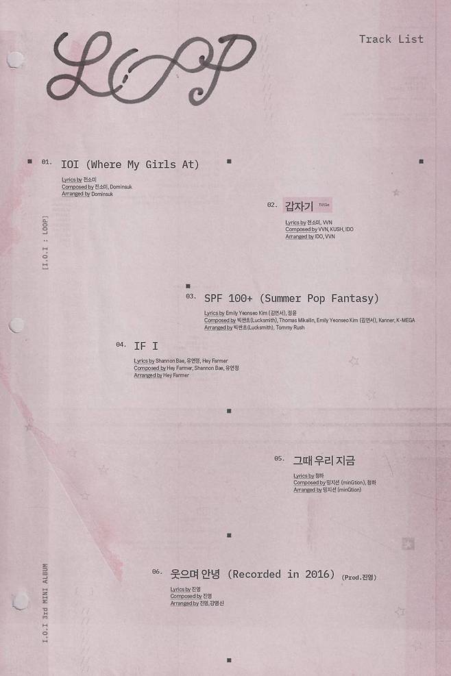 ▲ 아이오아이 트랙리스트. 제공| 스윙엔터테인먼트