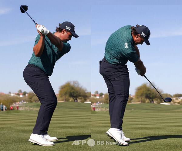 세계 장타자들이 즐비한 미국프로골프(PGA) 투어에서 2026시즌 평균 드라이브 비거리와 볼 스피드 부문에서 각각 1위에 올라있는&nbsp;최장타자&nbsp;올드리치 포트기터(남아프리카공화국)가 골프 스윙하는 모습입니다.&nbsp;사진제공=ⓒAFPBBNews = News1 (사진을 무단으로 사용하지 마십시오.)