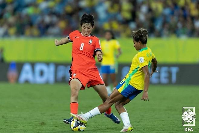 [서울=뉴시스]여자축구대표팀 미드필더 김신지. (사진=대한축구협회 제공)