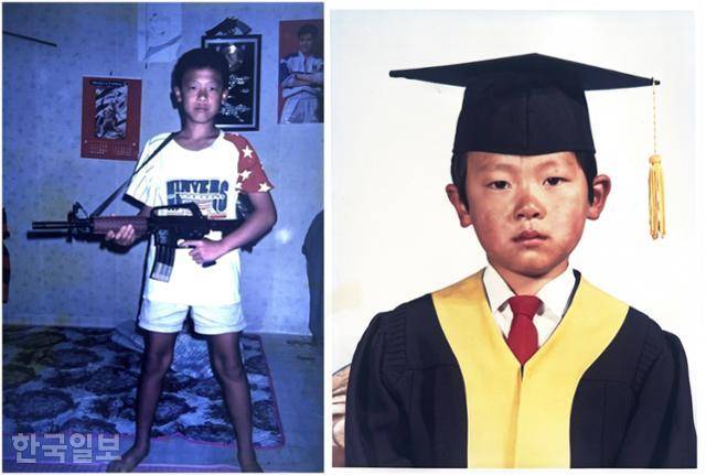 윤태일의 어린시절. 럭비선수였던 여섯 살 위의 형을 동경했다. 유족 제공