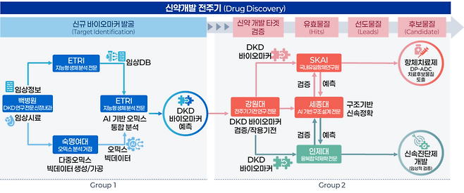 ▲ 인공지능(AI) 기반 당뇨병성 신장질환 바이오마커 발굴 및 항체 치료제 개발 추진체계. 강원도 제공
