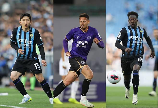 왼쪽부터 서재민(인천), 엘쿠라노(안양), 제르소(인천). 한국프로축구연맹 제공