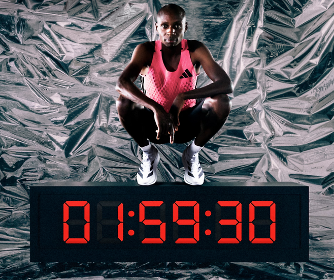 최근 개최된 런던 마라톤 대회에서 1시간 59분 30초를 기록하며 인류 최초 공식 ‘서브2(Sub-2)’를 달성한 케냐의 사바스티안 사웨. [아디다스]