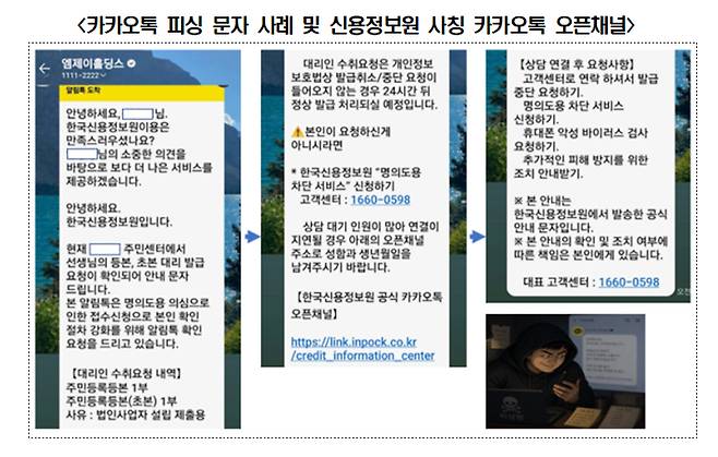 신용정보원 사칭 피싱 사례